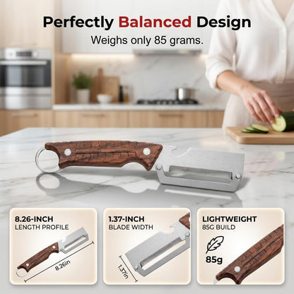 Premium Multi-Functional Vegetable Peeler for Kitchen, 2026 New Heavy Duty Stainless Steel Potato Peeler with Ergonomic Wooden Handle & Bottle Opener for Fruit and Vegetables (C-2Pcs)