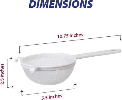 HIC Kitchen Double-Ear Fine Mesh Strainers, BPA Free, Set of 4 Sizes Includes 3, 4, 5.5, and 7-Inch Diameter