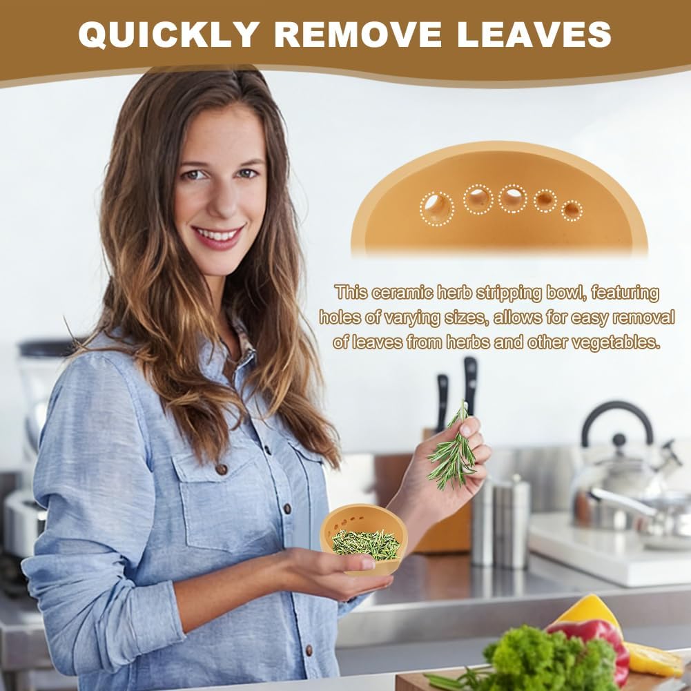 Herb Stripper Bowl, Handmade Resin Herb Peeling Bowl for Removing Leaves and Stems Durable Kitchen Gadget (Size:7 Holes)
