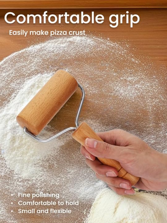 Pizza Rolling Pin, Small Rolling Pin, Non-Stick Wooden Dough Roller for Pastry Tortilla Pizza Cookie Dumpling (Type 2)