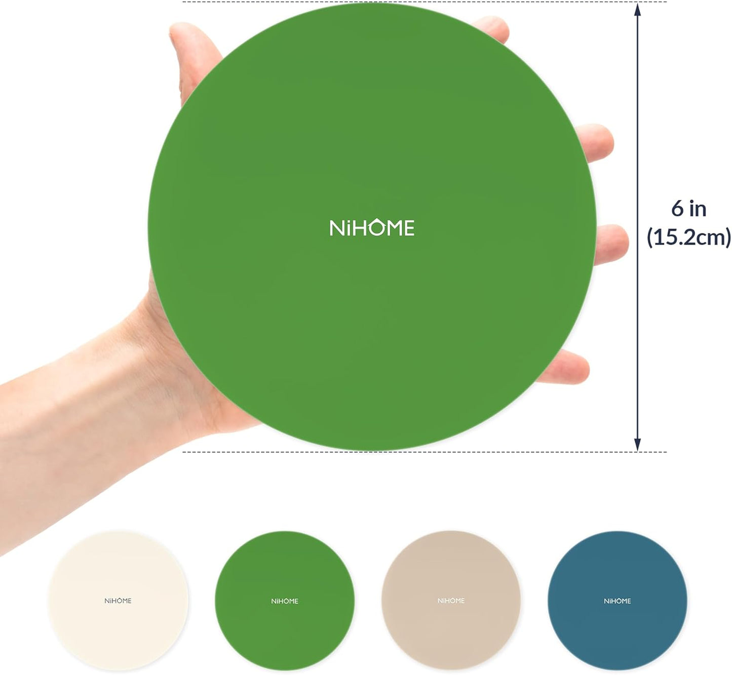 NIHOME Silicone Jar Opener – 6 Inch Large Anti-Slip Grip Pads, Premium 100% Food-Grade Silicone, Stylish Designer Colors, Multi-Purpose Heat-Resistant Mat & Coaster, Set of 4