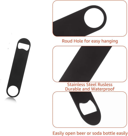 DAJAVE 20 Pieces Flat Bottle Openers, 7 Inch Stainless Steel Bottle Openers Bulk, Black Speed Openers Beer Bottle Opener Bartender for Bar, Kitchen, Restaurant