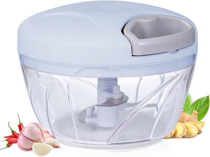Vegetable Chopper Manual Hand Pull String Onion and Garlic Mincer Chopper 500ml Small Fruit and Veggie Cutter Portable for Ginger Chili Pepper Meat Salad - Pink