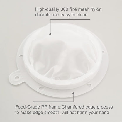 8.4in 80 Mesh Big Nylon Mesh Filter Ultra-Fine Sieve Sediments Strainer PP Frame for Straining Juice,Honey,Tea