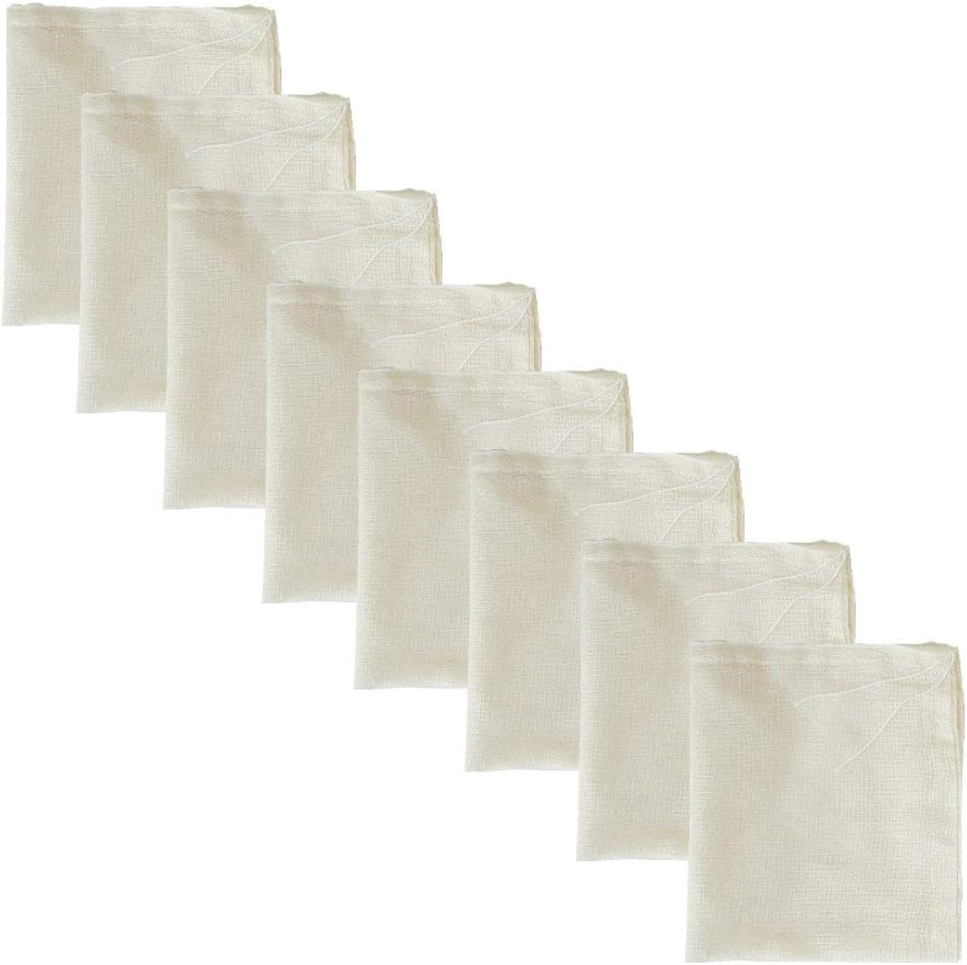 Cheesecloth Bags for Straining,Reusable Cold Brew Coffee Cheese Cloths Strainer,Large Nut Milk Tea Juice Bag,100% Natural Cotton Fine Mesh Filter Bags (X-Small,10 PACK)