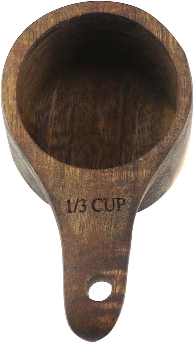 Oedema 2 Pcs Wooden Measuring Cup 1/4 Cup Mini Coffee Scoop Kitchen Measure Tool Measuring Spoon for Coffee Beans Tea