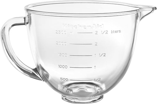 KitchenAid 5 Quart Tilt-Head Glass Bowl with Measurement Markings & Lid - KSM5GB