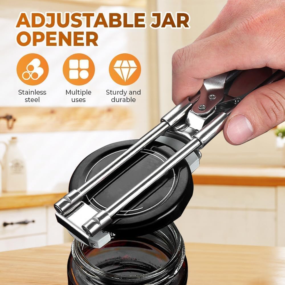 Adjustable Stainless Steel Jar Opener - Effortless Grip for Seniors & Weak Hands, Rust-Resistant Kitchen Gadget for Tight Lids (2)