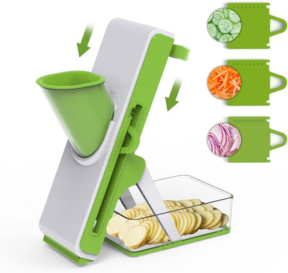 Mandoline Slicer for Kitchen - Vegetable Food Chopper, Cucumber Slicer, Detachable Easy to Clean Kitchen Chopping Artifact (White Blue)
