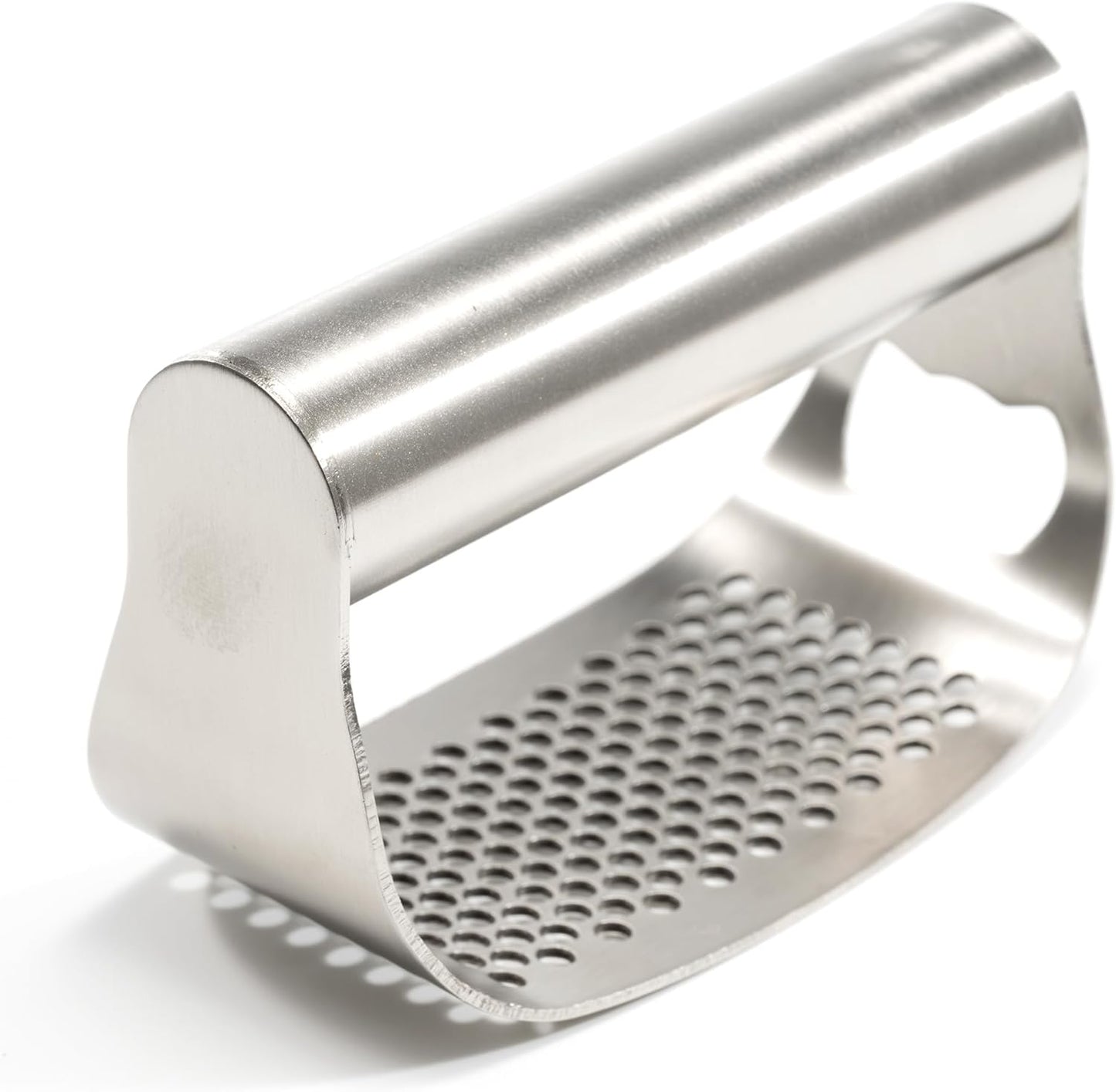 304 Stainless Steel Garlic Press Rocker - Premium Garlic Mincer Garlic Crusher - and Scraper - Comfortable Grip (No opener)