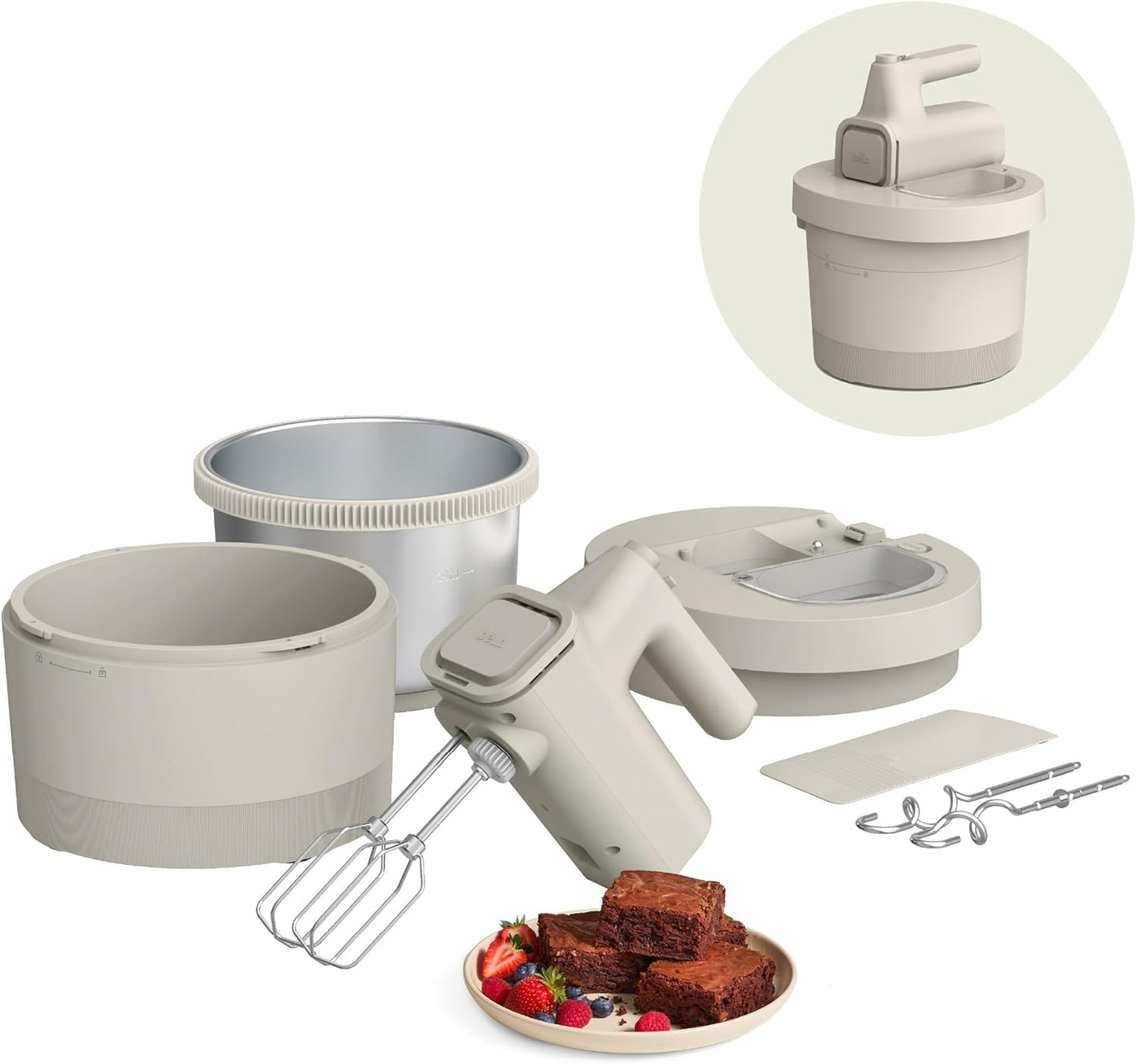 bella 3.5 Qt Hand & Stand Mixer, 2 in 1 Electric Mixer with Bowl, Dough Hook, Whisk & Egg Beater, Multifunctional Handheld Mixer for Baking, 200 Watt, Blossom