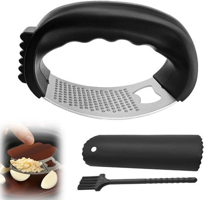 Garlic Press Rocker, 2025 New Stainless Steel Garlic Crusher, Ergonomic Garlic Mincer for Home Kitchen, Manual Garlic Chopper for Home Cooks (1pcs)