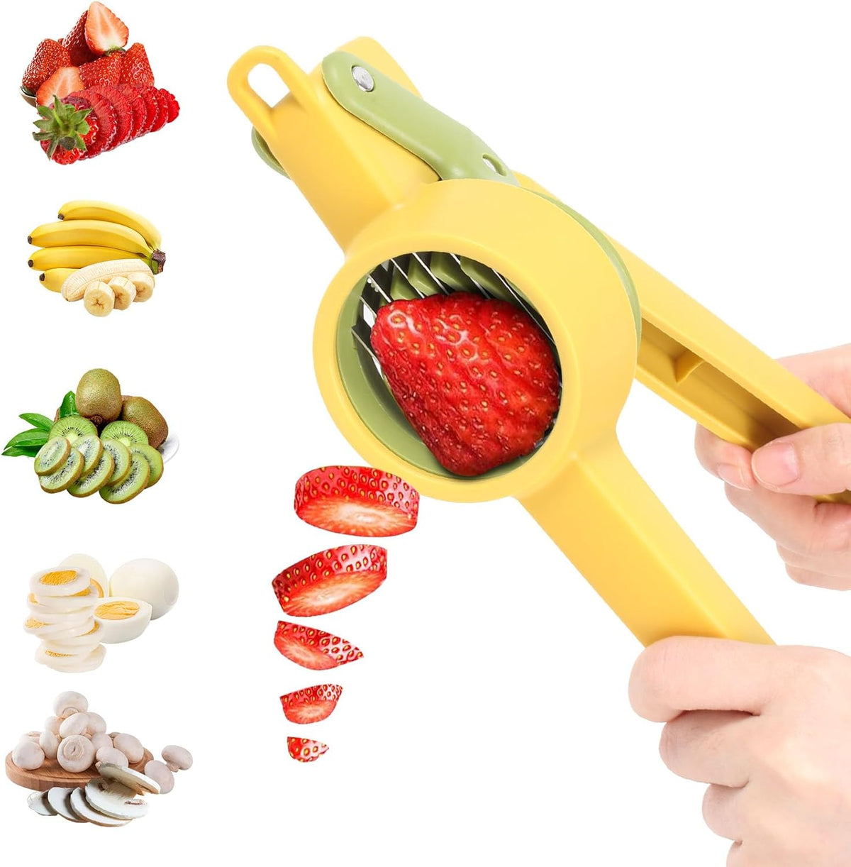 Fruit & Vegetable Slicer Stainless Steel Strawberry Slicer, Banana Kiwi Cutter Mushroom Slicers Egg Slicers Vegetable Cutters Multifunctional Fresh Platter Making