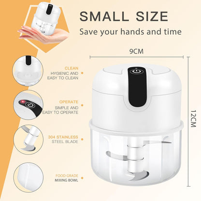 EASYSPEED Electric Garlic Chopper 1Cup, Mini USB Charging Wireless Food Processor with 304 Stainless Steel, 3 Sharp Blades, Portable Kitchen Meat Grinder for Onion, Garlic, Ginger, Chili