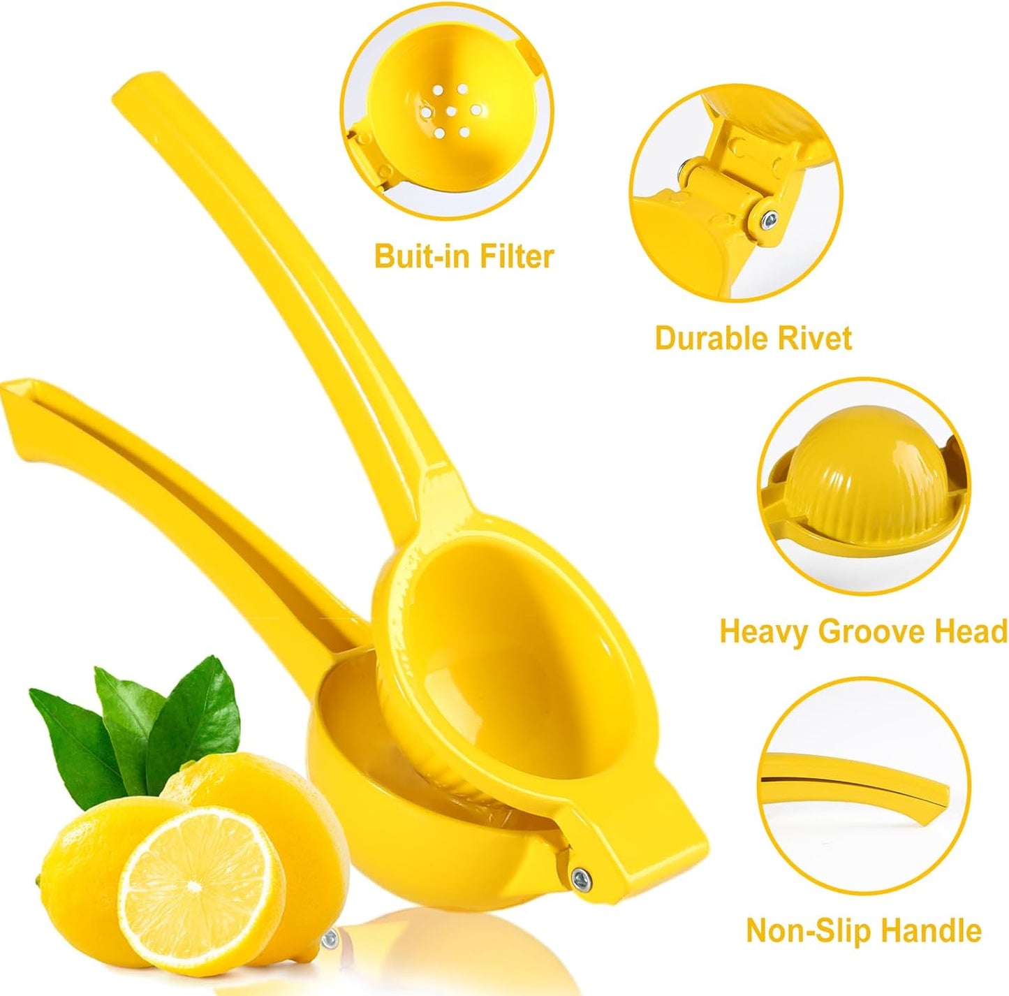 TEZZ Premium Lemon Squeezer, Large Heavy Duty Handhelp Juicer for Lemon, Metal Hand Press Citrus Juicer, Lime Squeezer Bar Tool, Manual Citrus Press