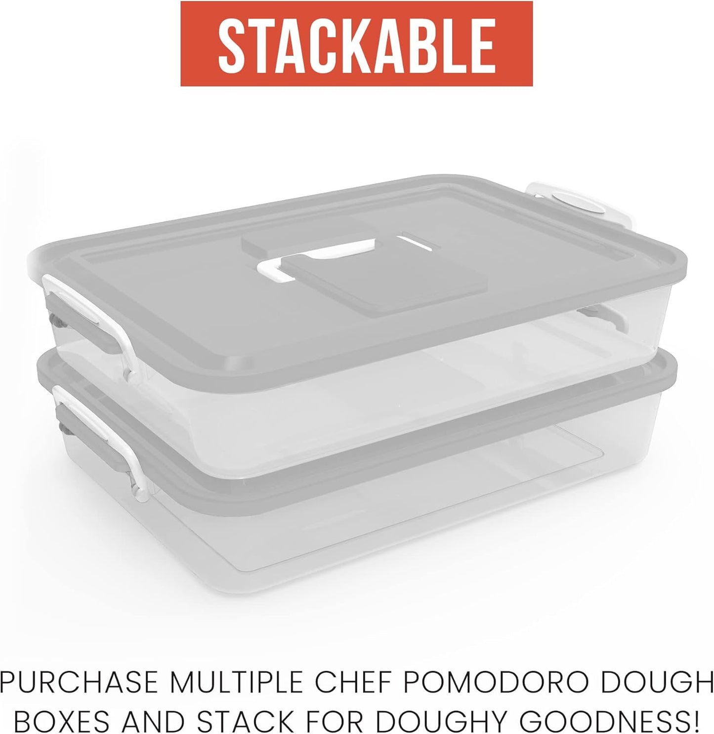 Chef Pomodoro Pizza Dough Proofing Box, 14 x 11-Inch, Preparation Container with Lid, Fits 4-6 Proofing Balls, Household Pizza and Bread Dough Tray With Convenient Carry Handle (Blue)