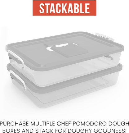 Chef Pomodoro Pizza Dough Proofing Box, 14 x 11-Inch, Preparation Container with Lid, Fits 4-6 Proofing Balls, Household Pizza and Bread Dough Tray With Convenient Carry Handle (Blue)