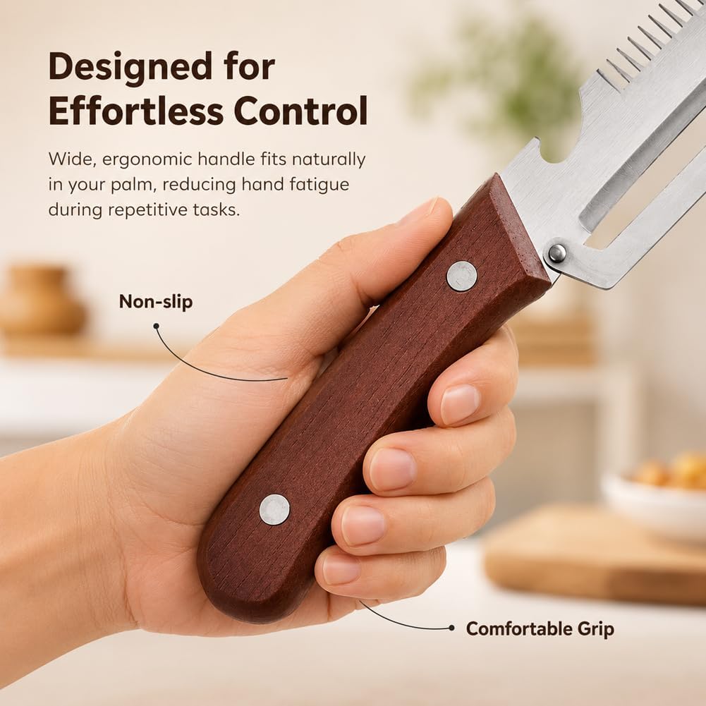 Julienne Peeler - Multi-Functional Vegetable Peeler, 2.5mm (0.1") Thickened 420 Stainless Steel with Glide-Path Zero-Pressure Cutting & Bottle Opener For Fruit Veggie Peeler (B)