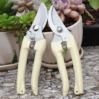 BUGUI Garden Shears Set of 2, Includes 1 Bypass Pruning Shears and 1 Straight Blade Garden Scissors, Sharp, Lightweight