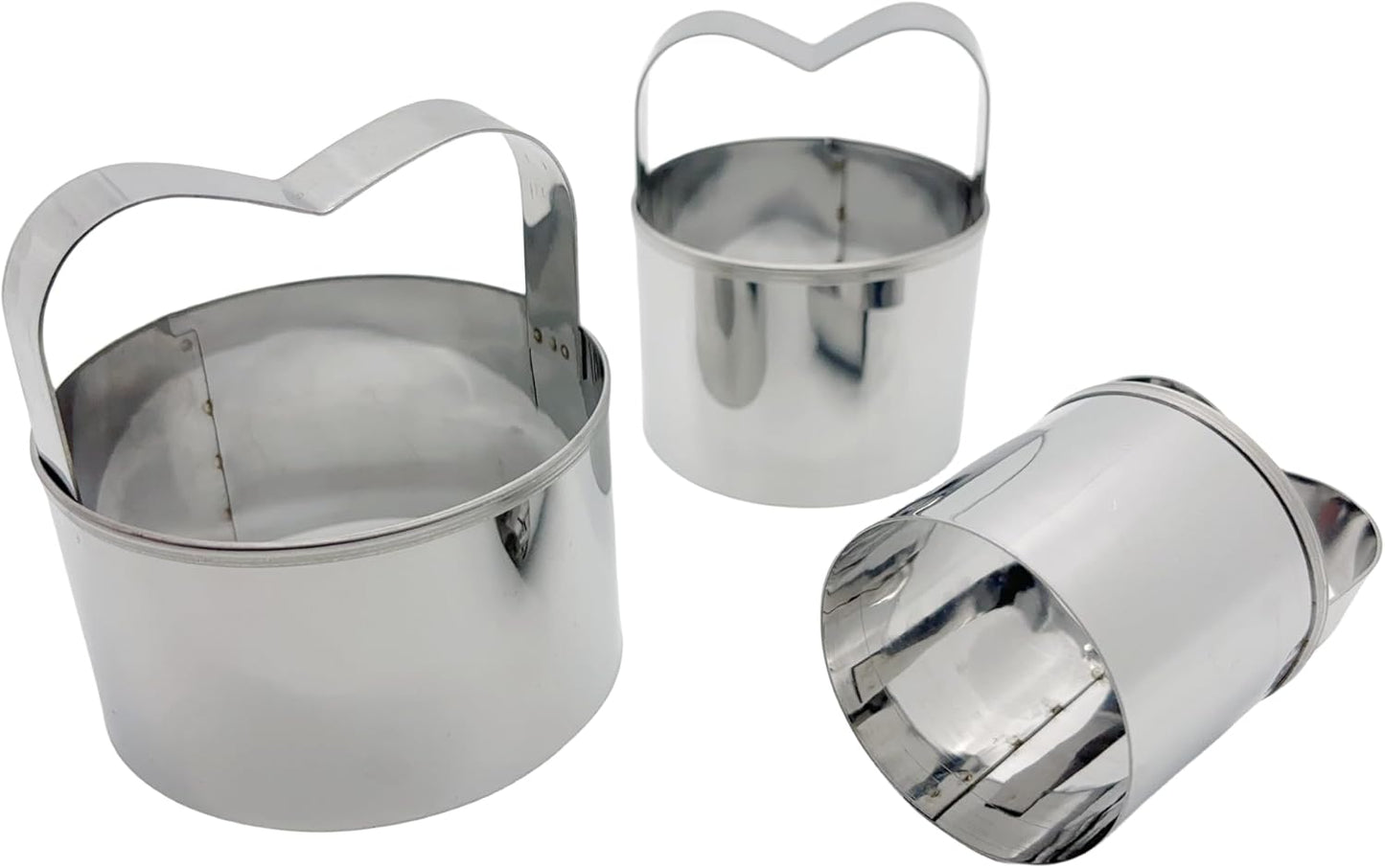 3-Piece Round Cookie Cutters Set with Handle - 2, 2.5, and 3 Inch Sizes, 0.4mm Thickness, Beautiful Design - Perfect Biscuit Cutter for Baking