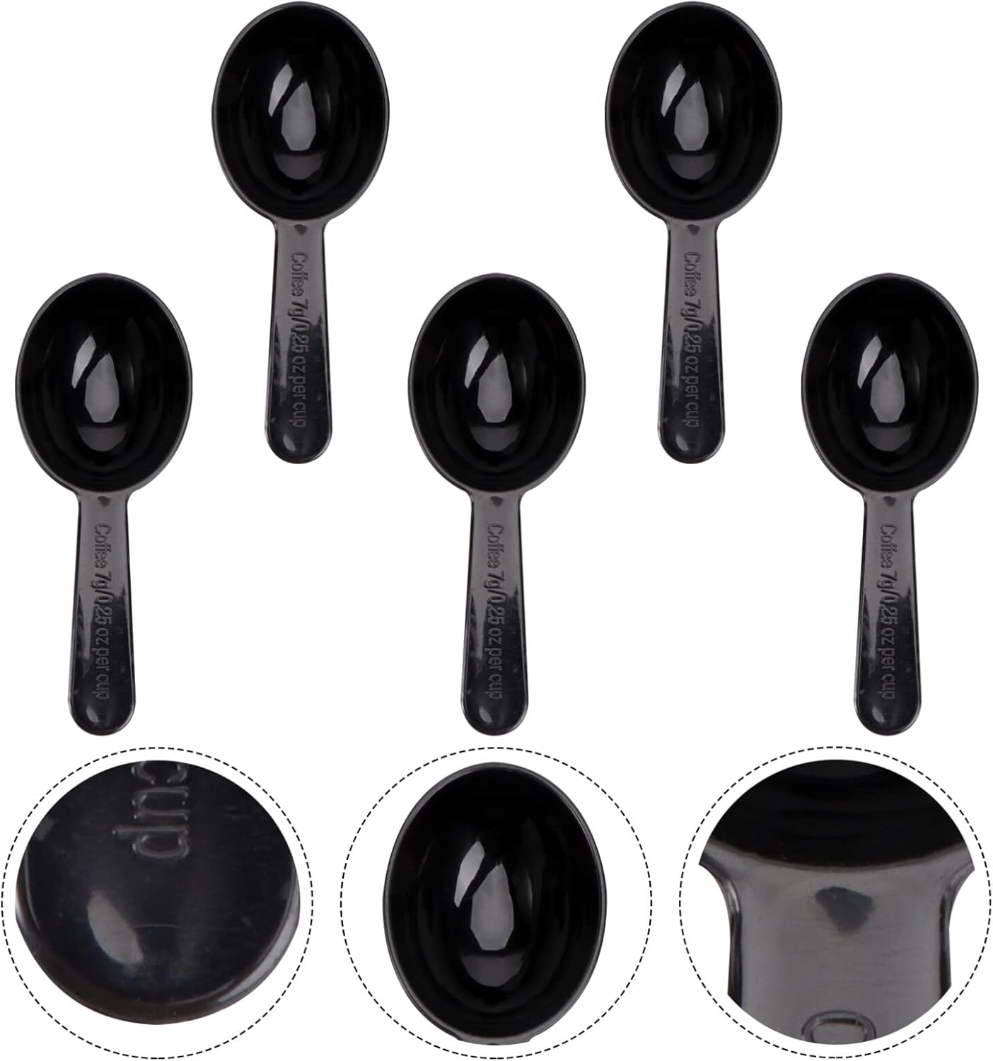 Luxshiny Coffee Bean Measuring Spoons Set 5-Pack 0.25 Oz 7 Gram Plastic Mini Measuring Tablespoons for Coffee Tea Sugar Milk Powder Kitchen Cooking Tool