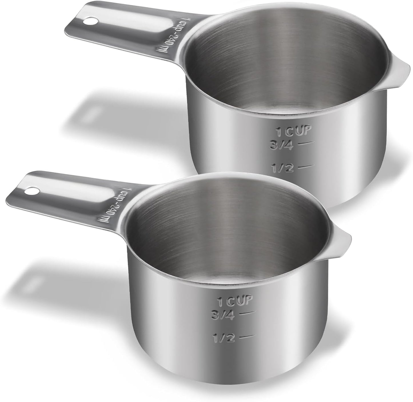 1 Cup 240 ML 8 OZ Stainless Steel Measuring Cups Set, Wet Dry Food Measuring Cups Portion Control, Metal Dog Food Scoop for Cooking Utensils Kitchen Home Baking Essentials (1Pcs)