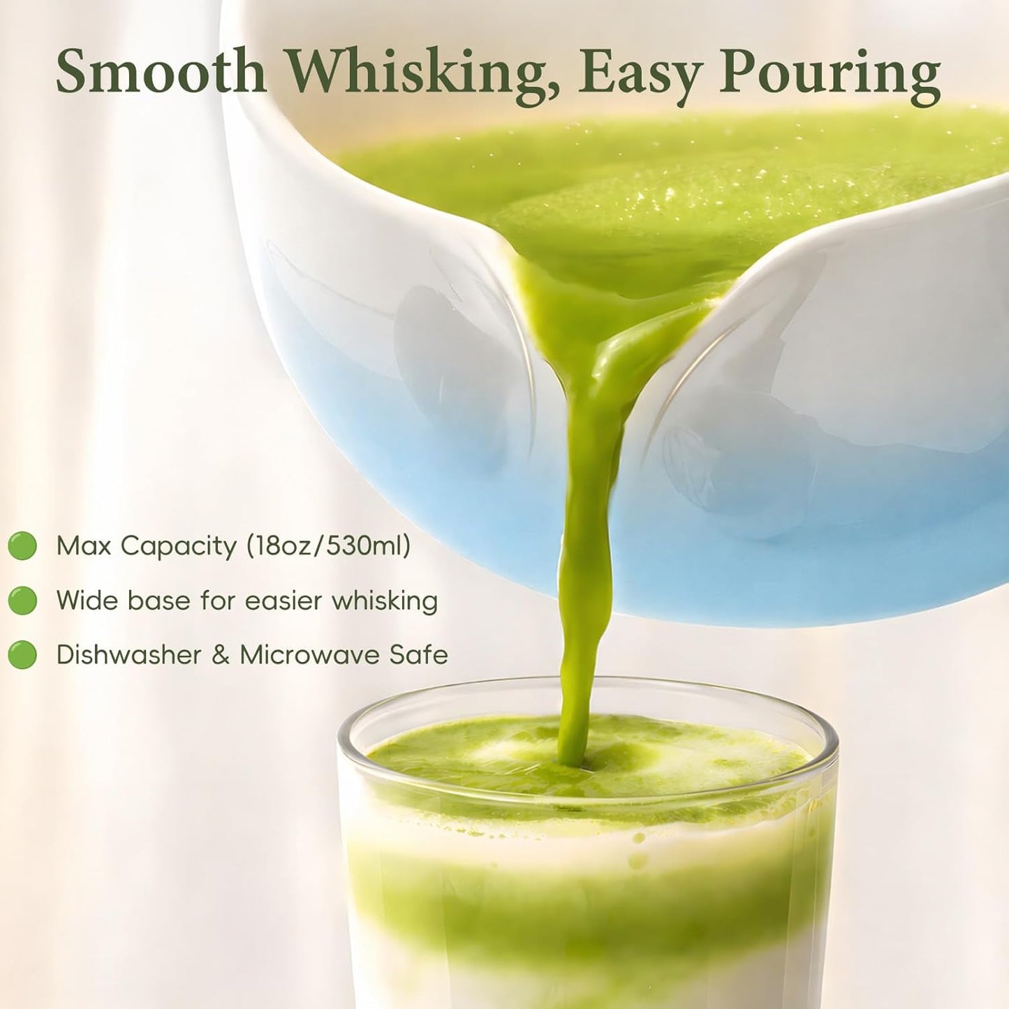 Matcha Whisk Set, Ceramic Matcha Set Includes Bowl & Holder, Bamboo Whisk (Chasen), Scoop, Spoon and Sifter, 6PCS Matcha Kit Covers Everything Needed for Making Matcha (Green)