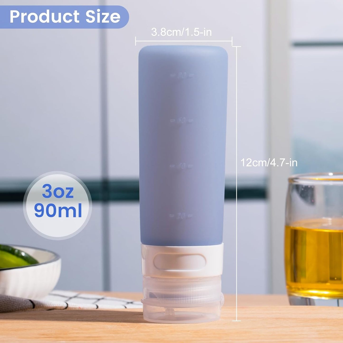 MICEBAY Condiment Squeeze Bottles for Sauces, 2-oz Mini Silicone Salad Dressing Container to Go with Reusable Sandwich Bag, Leakproof Ketchup Bottle for Bento Lunch Box, 4 Pack, Candies