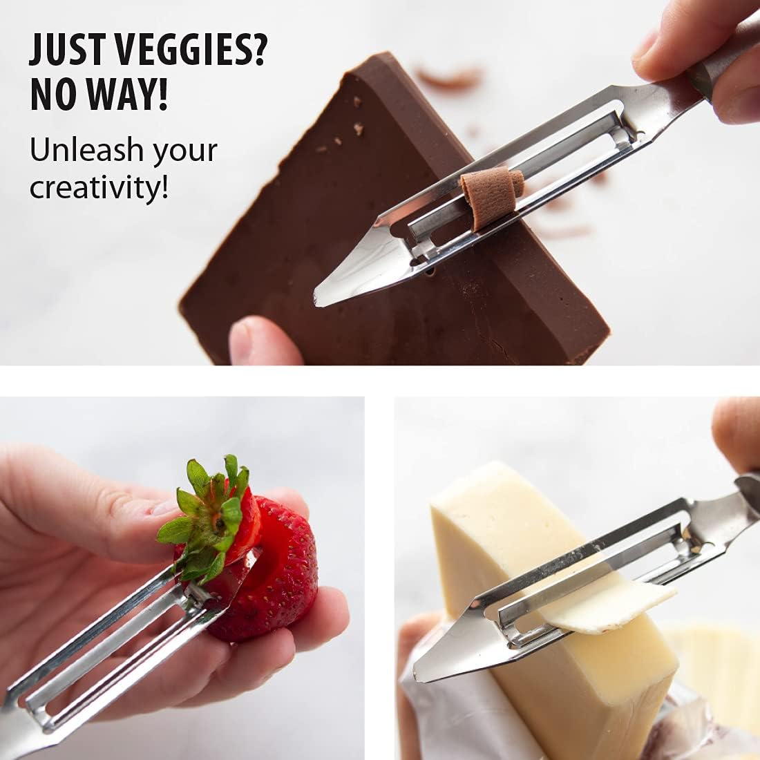 Rada Cutlery Vegetable Peeler (W232), 1.75" Stainless Steel Swiveling Blade, Black Handle