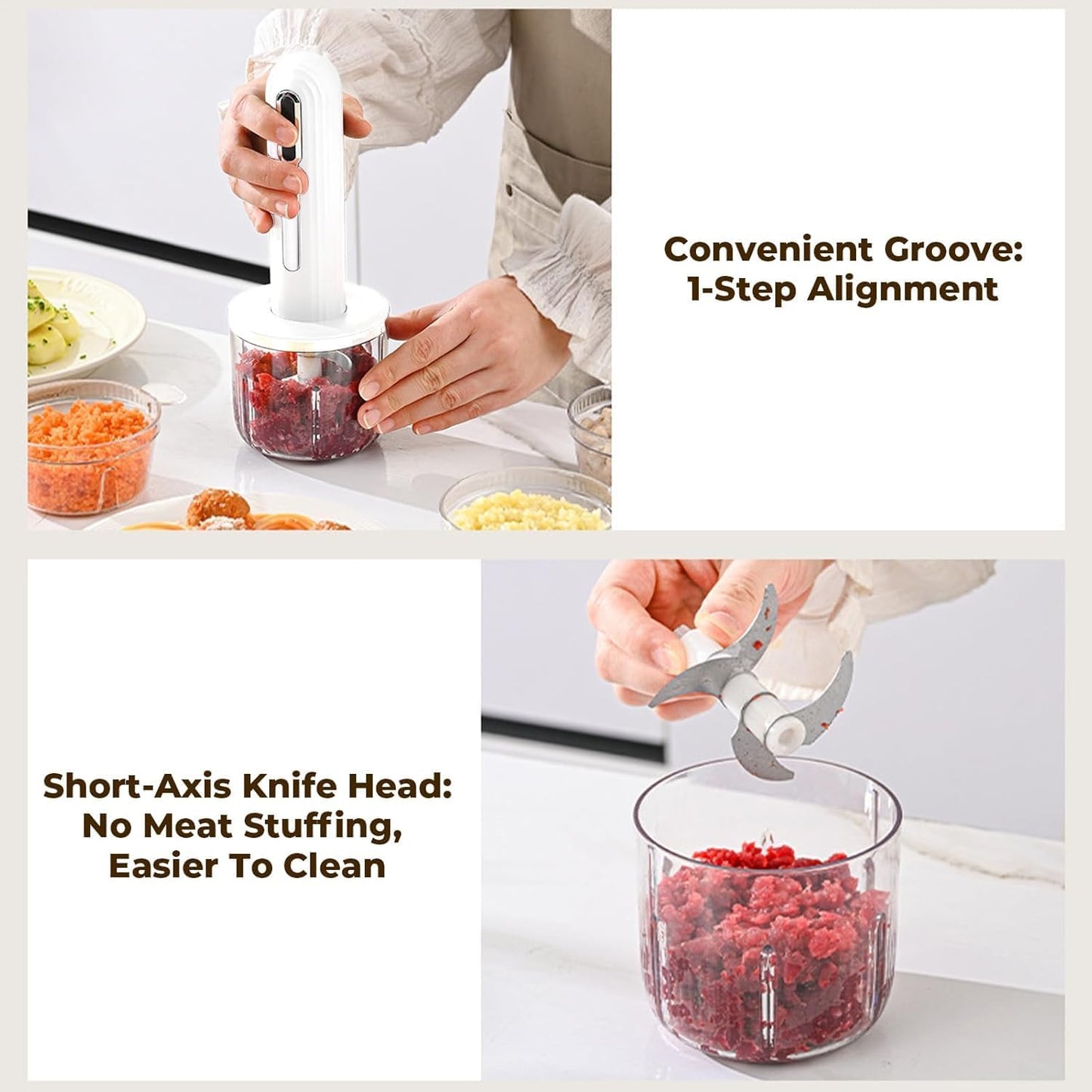 250ML Electric Garlic Chopper, Mini Portable Veggie Choppers, Garlic Grinder Masher Onion Chopper, Blender to Vegetable, Wireless Food Processor for Ginger, Chili, Fruit, Meat, etc