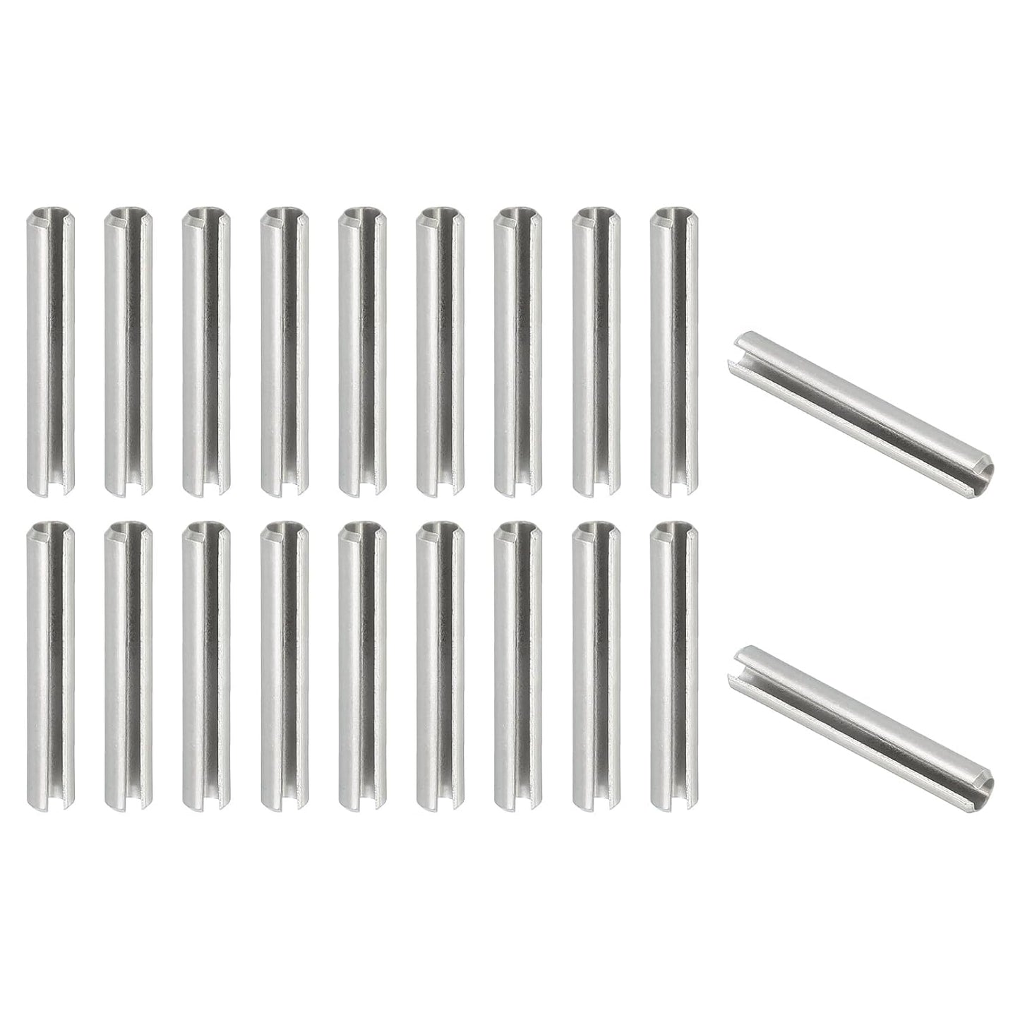 PATIKIL Slotted Spring Pin, 50 Pcs 1/8" x 3/4" (3.2mm x 20mm) 304 Stainless Steel Split Roll Pins Spring Dowel for Home Improvement Automotive Machine Repair, Silver - Colors B