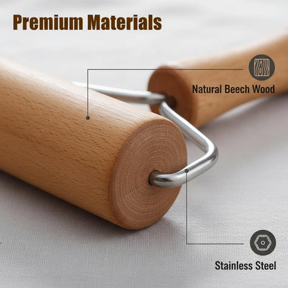 Small Rolling Pin, Pizza Dough Roller, Non Stick Wood Pastry Roller, Kitchen Wooden Rolling Pins for Baking Cooking Cookie Bread Tortilla Dumpling Fondant Clay (Style 2)