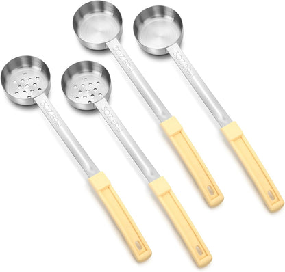 Teenyyou 4 Pcs Portion Control Serving Spoons Portion Control Spoons Ladle Scoops Food Measuring Utensils Proportion Manage Slotted and Unslotted Scoops for Weight Loss(Green,4oz)