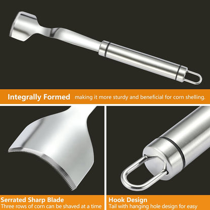 Corn Peeler Corn Cob Remover, Stainless Steel Corn Stripper Tool, Heavy Duty Kitchen Gadget for Removing Corn Kernels from Cobs