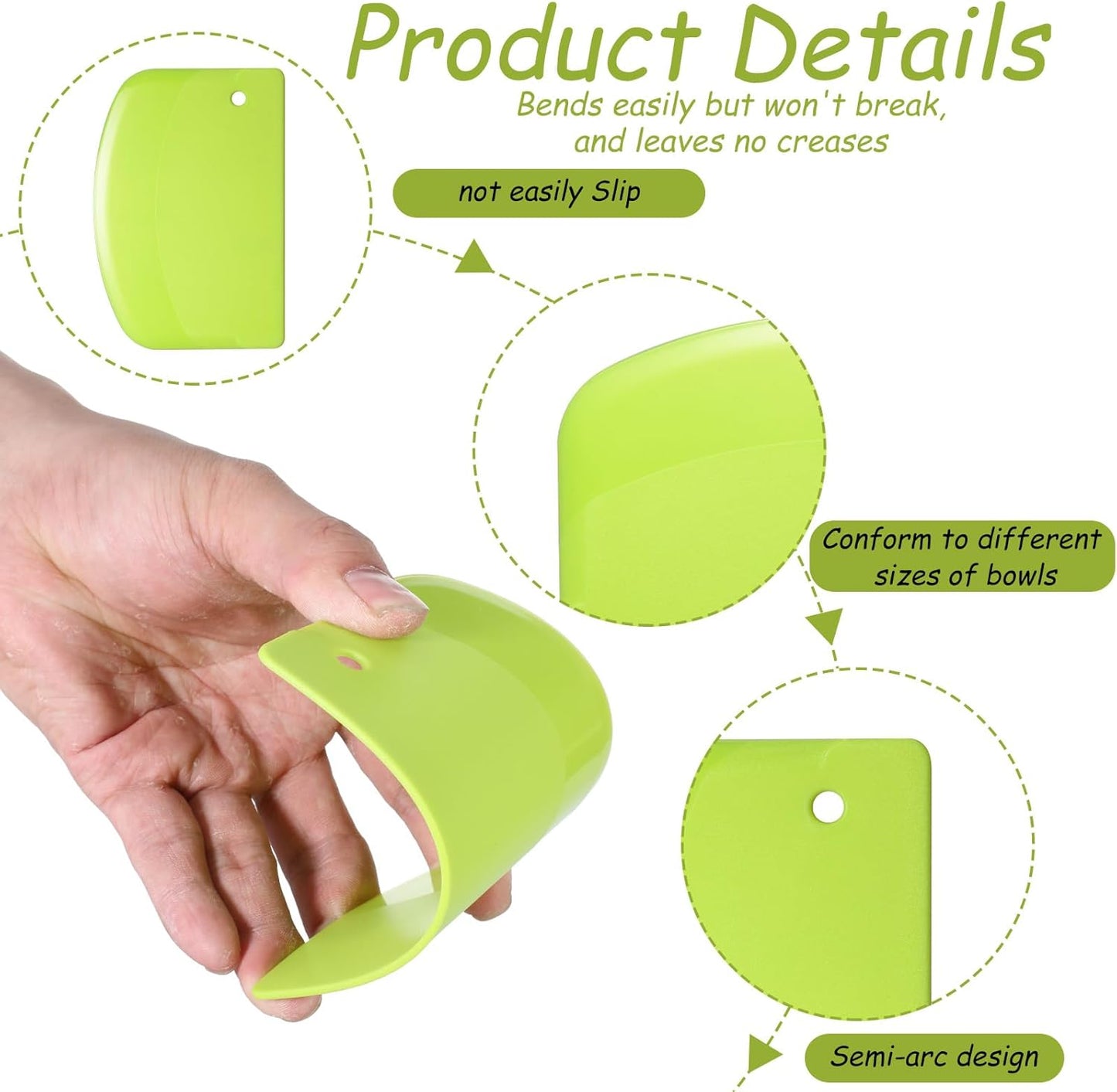 6 Pcs Plastic Dough Scraper Plastic Pastry Bread Baking Making Tools Multi-Purpose Kitchen Bench Scrapers Cake Dough Fondant Icing Smoother with Curved Edge for Baking Kitchen Cake Bowl Supplies