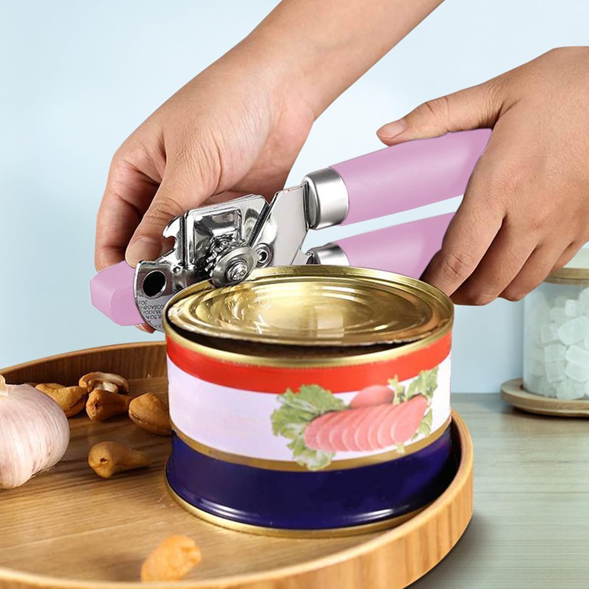 The Original Heavy Duty Stainless Steel Smooth Edge Manual Can Opener and Bottle Openers, Soft Handle, Rust Proof Oversized Handheld Easy Turn Knob,Grey