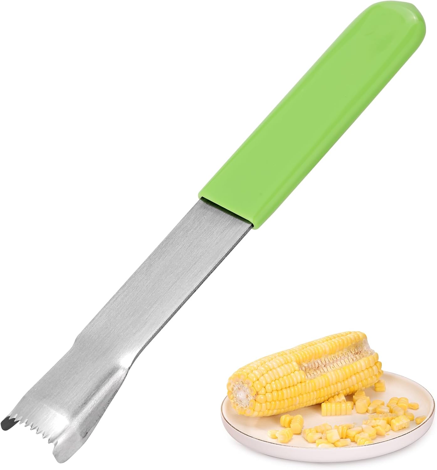 Corn Prep Peeler Joochi Stainless Steel Corn Stripping Tool Corn Cobber Remover Tools Cob Corn Stripper Thresher Quickly Remove Fresh & Boiled Corn Kernels Kitchen Gadget Chef Gift Idea (Green)