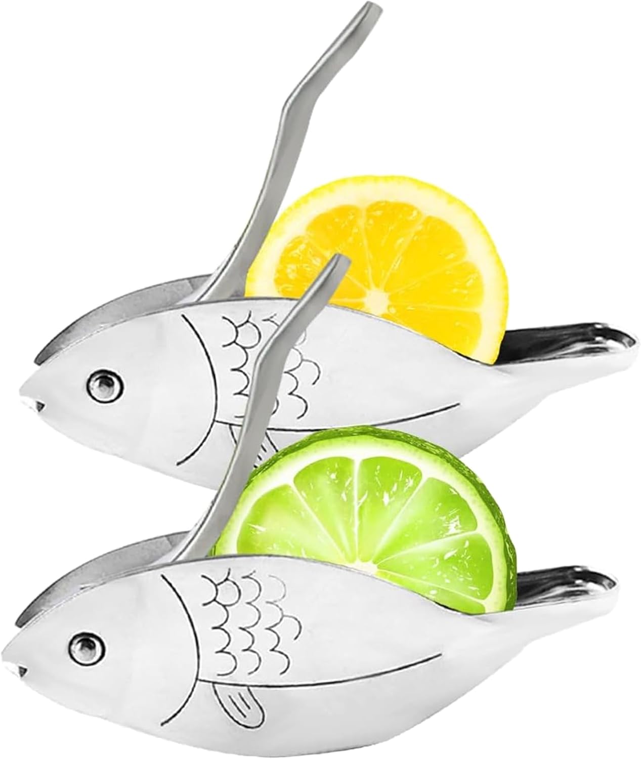 Fish Shape Lemon Squeezer, Stainless Steel Manual Lemon Juicer, Portable Lime Citrus, Heavy Duty Manual Squeeze Hand Press Juice for Cocktails Drinks Cooking (Gold)