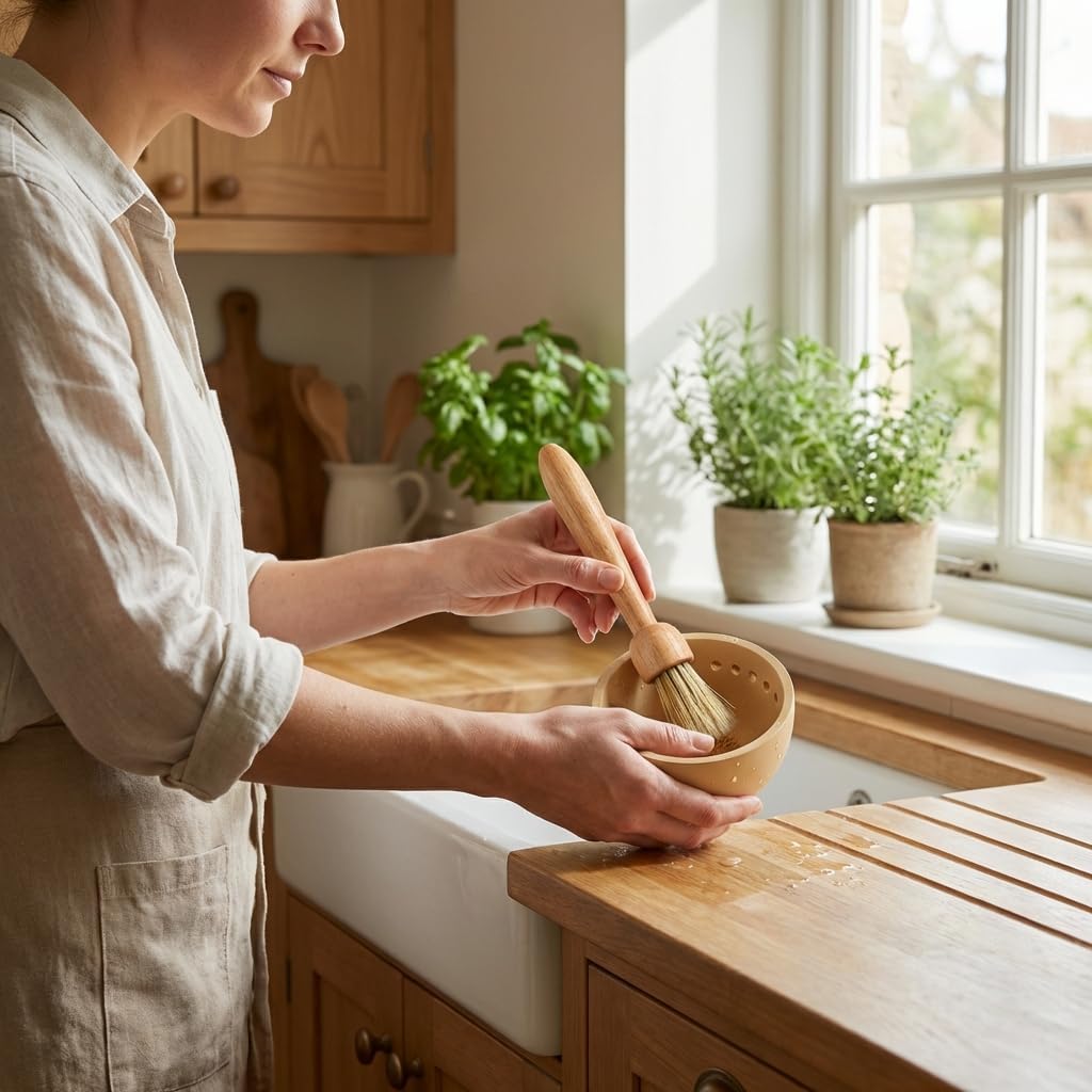 Pottery Herb Stripper Bowl with Multiple Size Holes - Kitchen Tool for Separating Herb Leaves from Stems & Root Removal(Size:2.76inch)