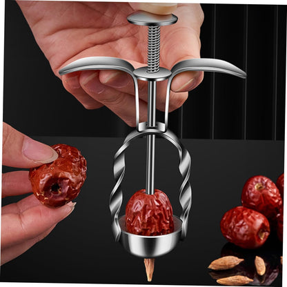 Red Date Core Pitter Tool Portable Cherry Pitter Remover for Home Kitchen Stainless Steel Easy to Use Fruit Pit Remover for Cherries Compact Design