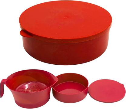 3-Piece Colander Grease Strainer Set – Green Grease Separator with Handle, Container & Lid – Strains Bacon, Pasta, Ground Beef – BPA-Free Kitchen Gadget