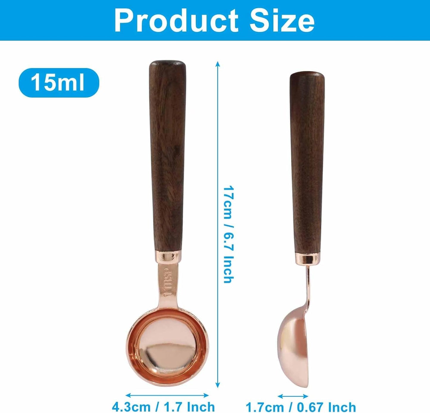 Hitefu 1 Teaspoon Coffee Scoop, Wooden Coffee Scoop with Long Handle, 5 ml Coffee Bean Scoop Measuring Spoon for Tea, Powder, Spices