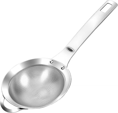 Small Fine Mesh Strainer with Handle Filter Sifter Strainer Punch Hole Stainless Steel Sieve Colander Metal Micro Sifter for Kitchen Juice Tea Baking Food Pasta Flour