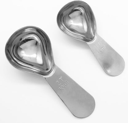 Hitefu 2 Packs Stainless Steel Coffee Scoop Set, 15ml Tablespoon with 30ml Spoon, Short Handle Spoon for Coffee, Tea, Sugar, Protein & Milk Powder (Rose Gold)