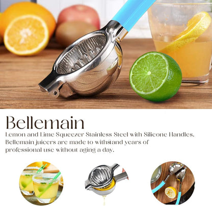 Bellemain Citrus Juicer | Metal Lemon Squeezer | Lime and Lemon Juicer Stainless Steel with Silicone Handles | Manual Juicer, Citrus Squeezer, Hand Held Juicer | Bar Juicer for Bartender (White)