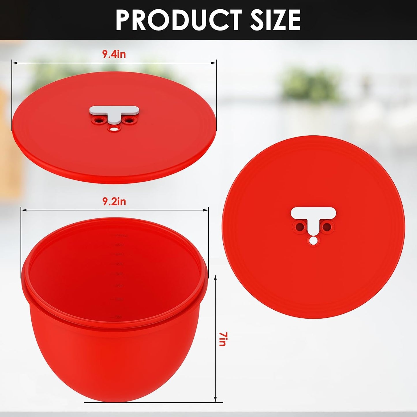 Omoiyari Premium MultiColors 3-Pack Silicone Bowl Liners with Lids for KitchenAid 7-Qt Bowl-Lift (Only), 2mm Extra-Thick Silicone, Odour-Free,Air Valves for Dough Proofing,Dishwasher Safe, BPA Free