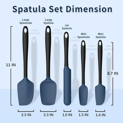Coukre Silicone Spatula Set of 5,High Temperature Resistant, Food Grade Silicone, Dishwasher Safe, for Baking, Cooking (Aqua Green)