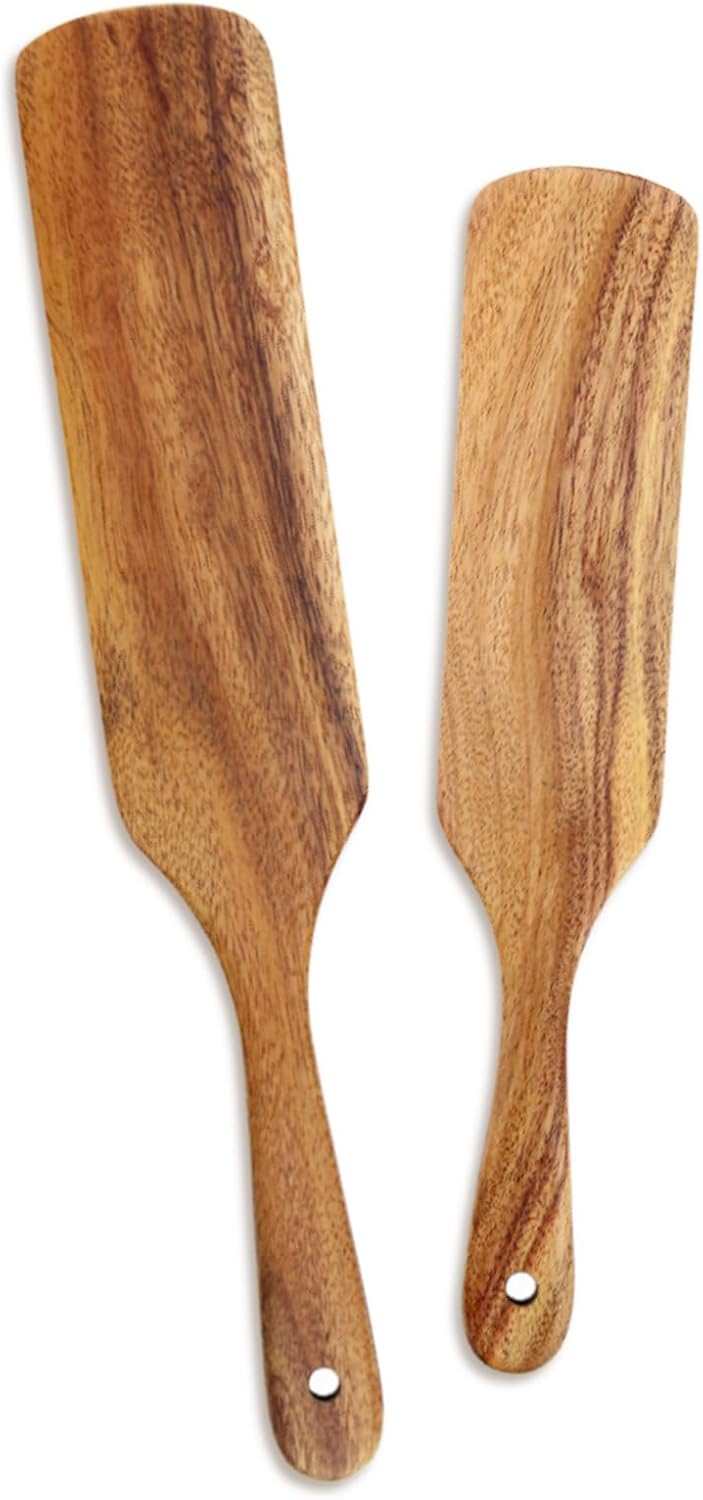 Skinny Spurtle for Sourdough Starter, Mixing,Reaching Bottom of Jars,Dough Whisk,Long Handle Wooden Spatula, Spurtles Kitchen Tools for NonStick Cookware