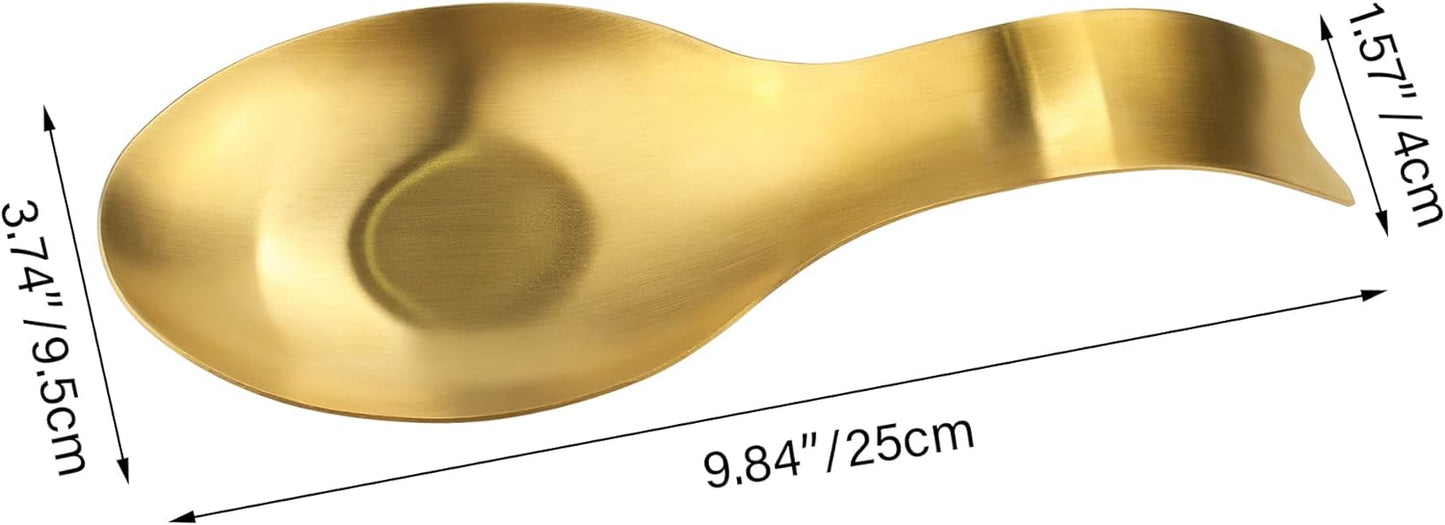 VanlonPro Stainless Steel Spoon Rest, Spatula Ladle Holder, Stainless Steel Utensil Spoon Rest Holder, Brushed Finish, Dishwasher Safe 9.8 x 3.7 Inch (Silver 1PC)