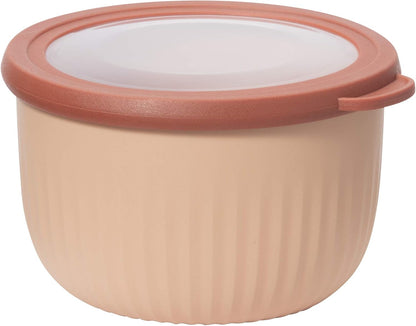 Oggi Prep, Store & Serve Plastic Bowl w/See-Thru Lid- Dishwasher, Microwave & Freezer Safe, (4 qt) White/Aqua